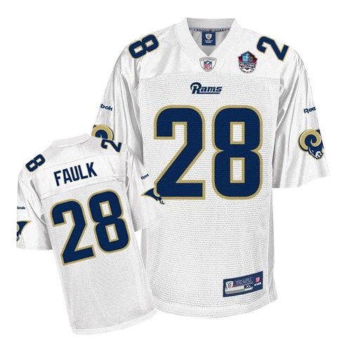 Reebok Los Angeles Rams #28 Marshall Faulk White Hall of Fame 2011 Premier EQT Throwback NFL Jersey
